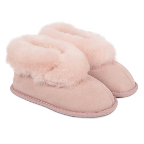 Childrens Classic Sheepskin Slippers Baby Pink Extra Image 4